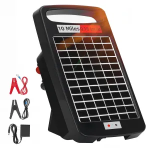 10 Miles Solar Electric Fence Charger,Output 0.18J Electric Fence Charger,24-Hour Uninterrupted Protection Solar Fence Charger,Solar Fence Energizerr That can Work for 14 Days Without Sunlight