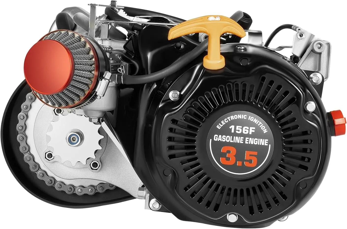 100CC 4-Stroke Bicycle Engine Kit 3HP Gas Powered Engine Motor Kit Single Cylinder Air Cooling Bicycle Conversion Kit for Bikes with Large Triangular Frame Space (Chain Style)