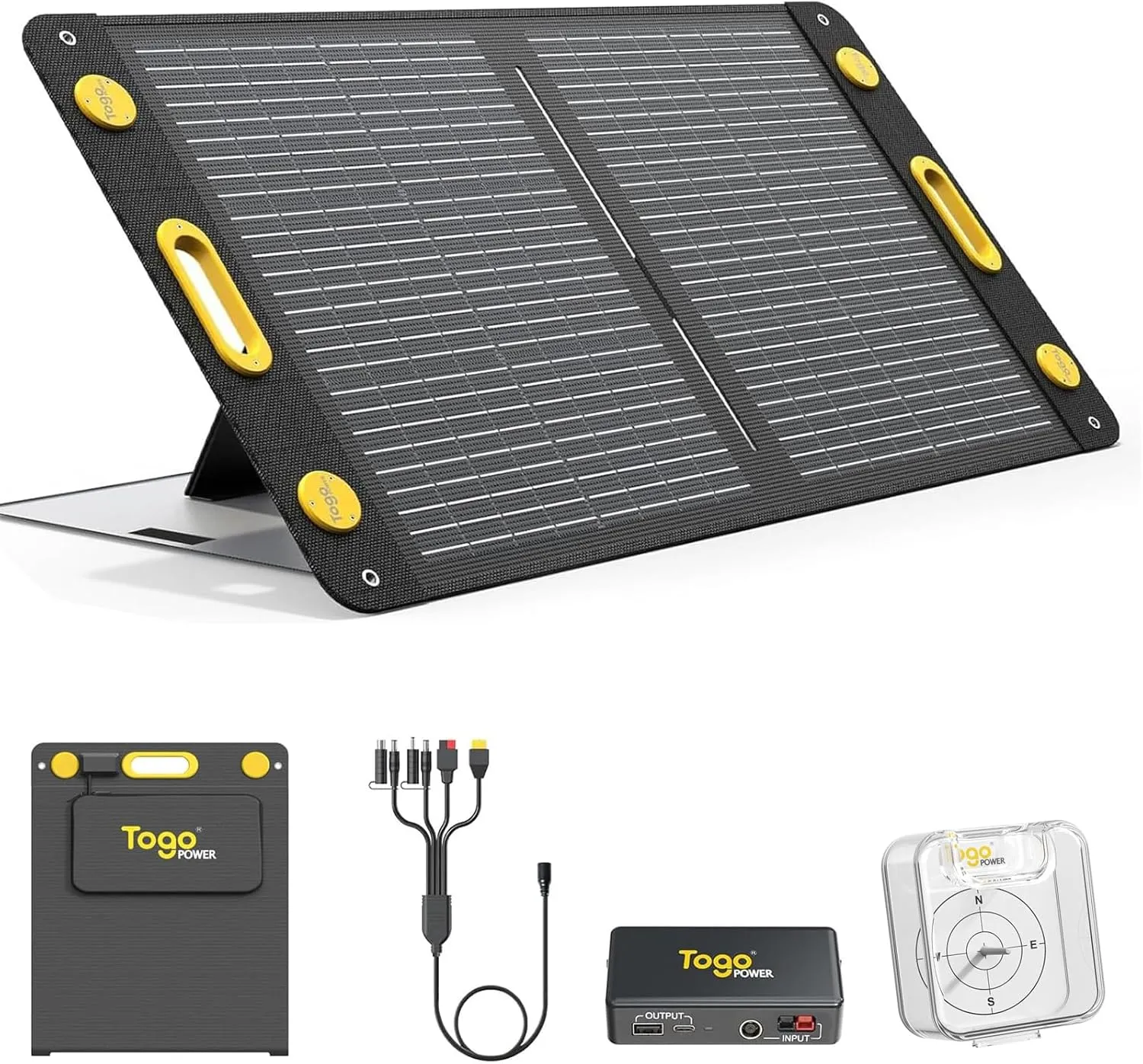 100W Bifacial Portable Solar Panel, Bend Resistant Foldable Solar Panel 100Watt 22V Monocrystalline Solar Charger for Power Station, USB-A USB-C Output for Cell Phone Tablet, IP67