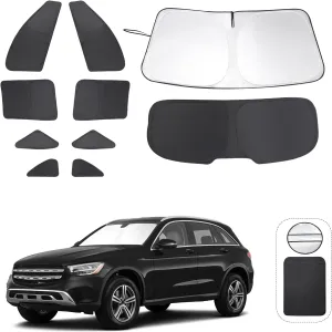 10PCS Windshield Sun Shade Custom Fit for 2016-2022 Mercedes-Benz GLC Accessories Foldable Sunshade Side Rear Window Shade Cover Full Set Privacy Protection Keeps Car Cool
