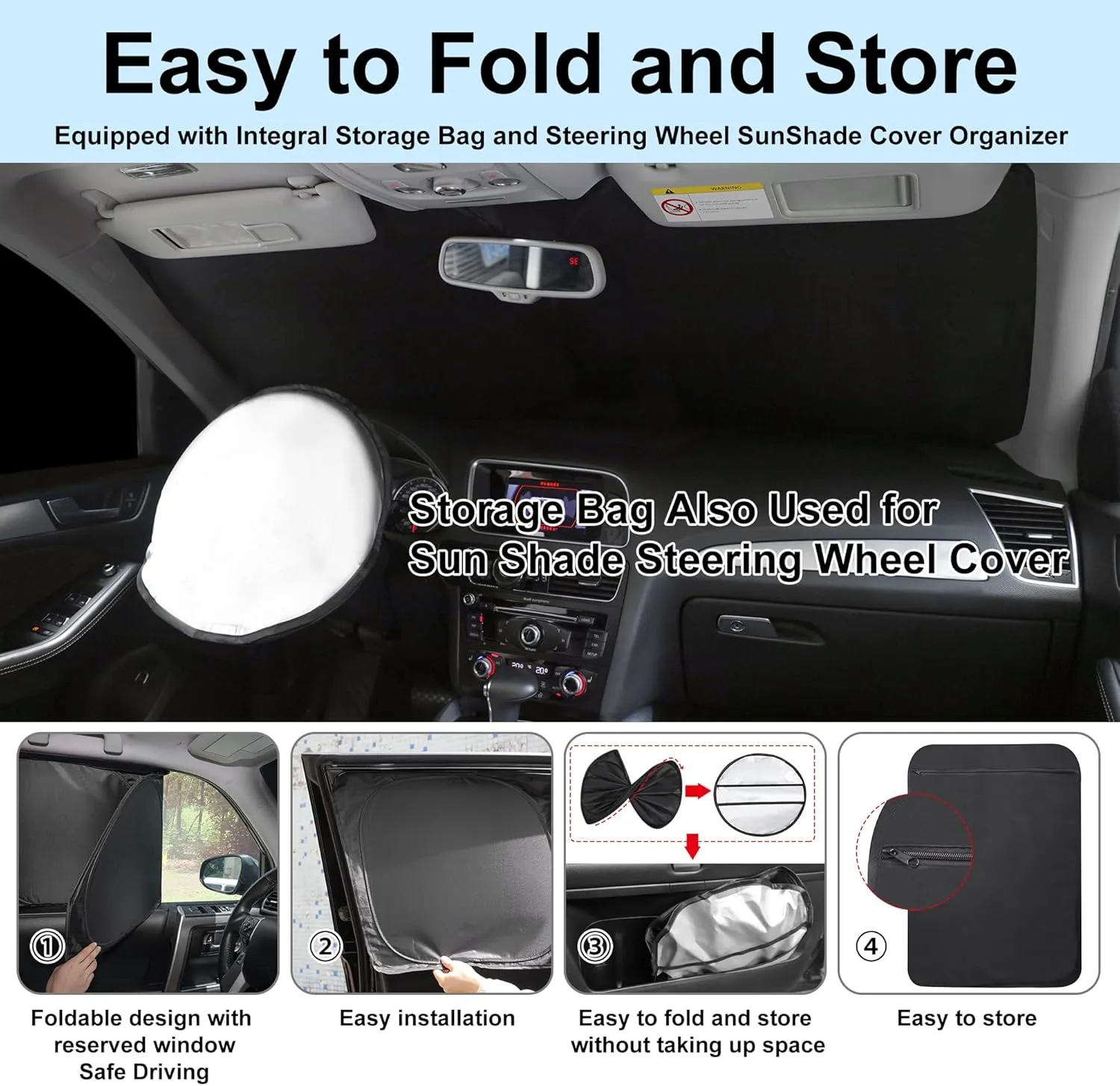 10PCS Windshield Sun Shade Custom Fit for 2016-2022 Mercedes-Benz GLC Accessories Foldable Sunshade Side Rear Window Shade Cover Full Set Privacy Protection Keeps Car Cool