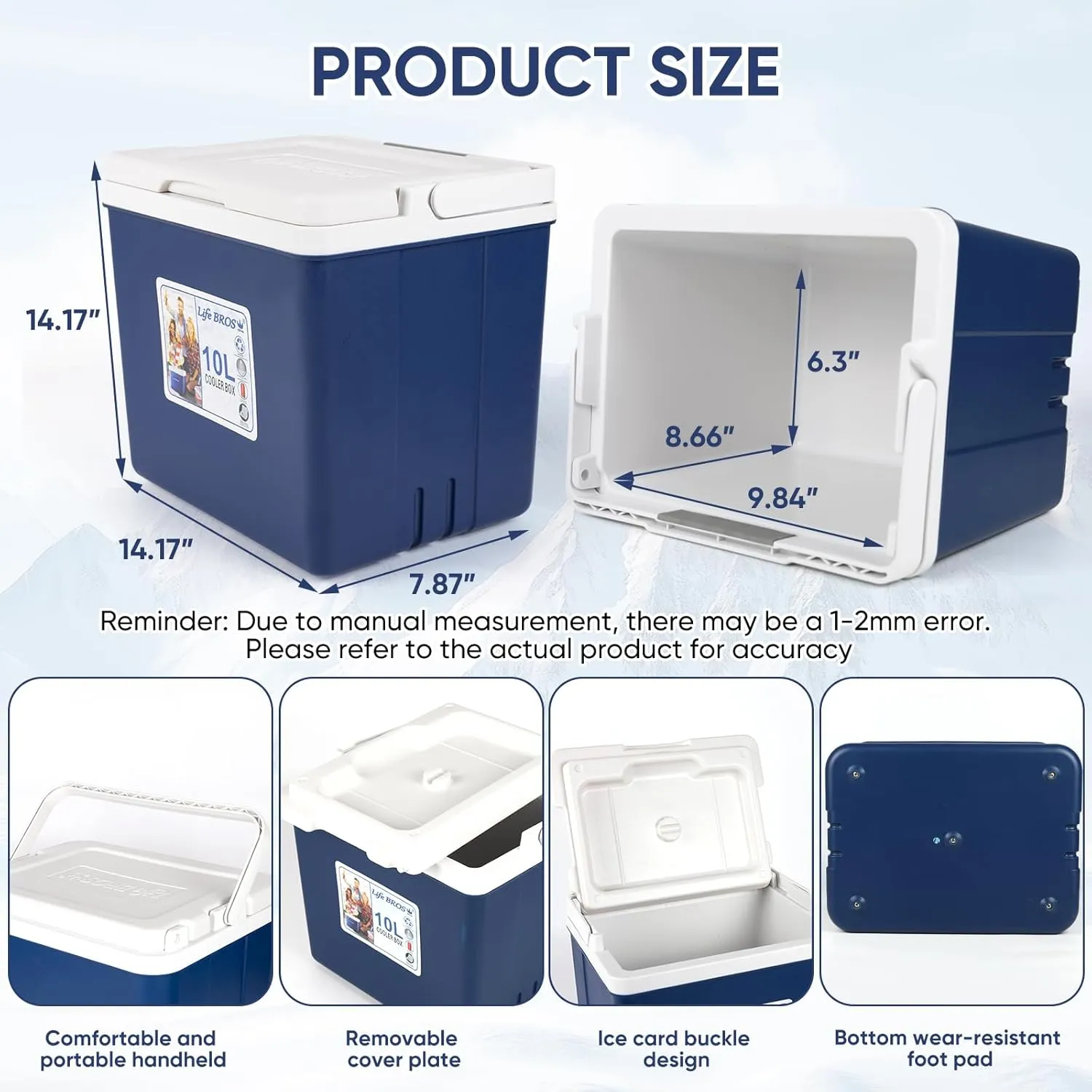 11Qt 19Qt Insulated Portable Cooler Leak-Proof Ice Chest Lunch Box Hard Coolers with Extra Ice Pack for BBQ, Camping, Pincnic