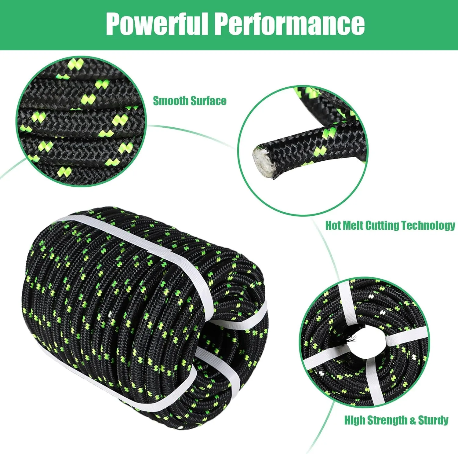 1/2 Inch Double Braid Polyester Arborist Rigging Rope, 150 Feet Heavy Duty Rope High Strength Arborist Rope for Pull, Swing, Knot(Black)