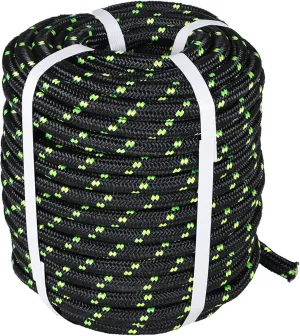 1/2 Inch Double Braid Polyester Arborist Rigging Rope, 150 Feet Heavy Duty Rope High Strength Arborist Rope for Pull, Swing, Knot(Black)