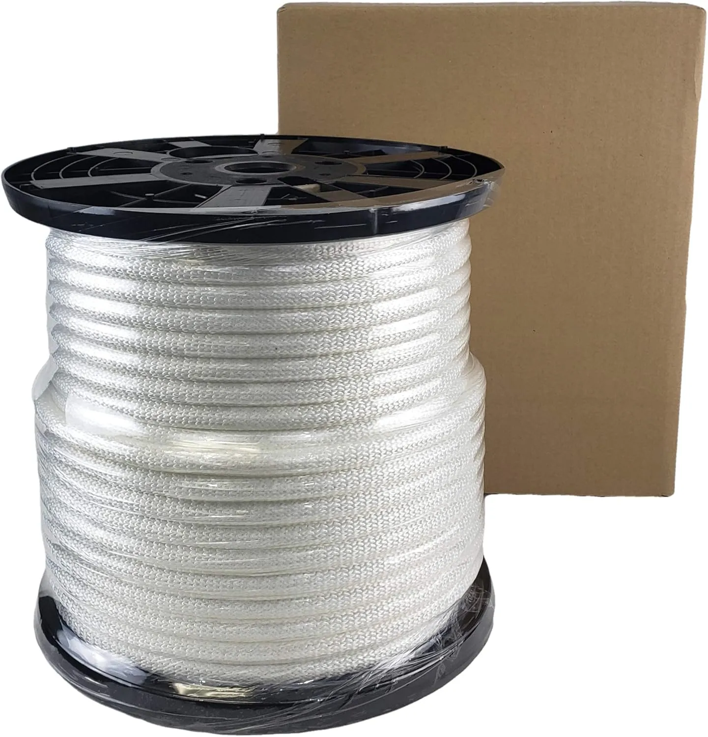 1/2 inch White Dacron Polyester Rope - 250 Foot Spool | Solid Braid - Industrial Grade - High UV and Abrasion Resistance - Low Stretch