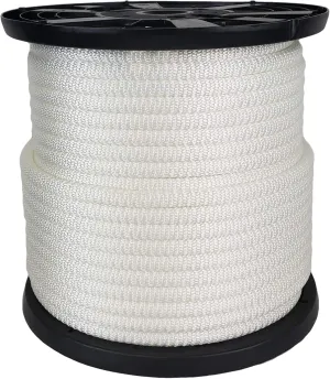 1/2 inch White Dacron Polyester Rope - 250 Foot Spool | Solid Braid - Industrial Grade - High UV and Abrasion Resistance - Low Stretch