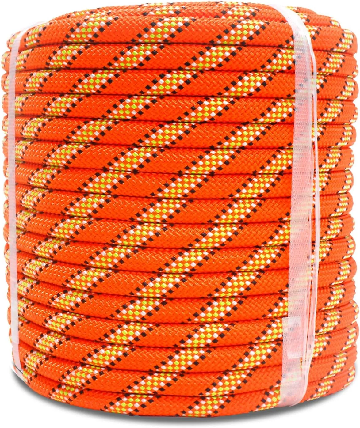1/2inch 150ft Double Braid Polyester Rope, 48 Strands, 5290lbs Breaking Strength, Orange Arborist Rigging Rope for Various Indoor Outdoor Use Hiking Camping Swing Sailing