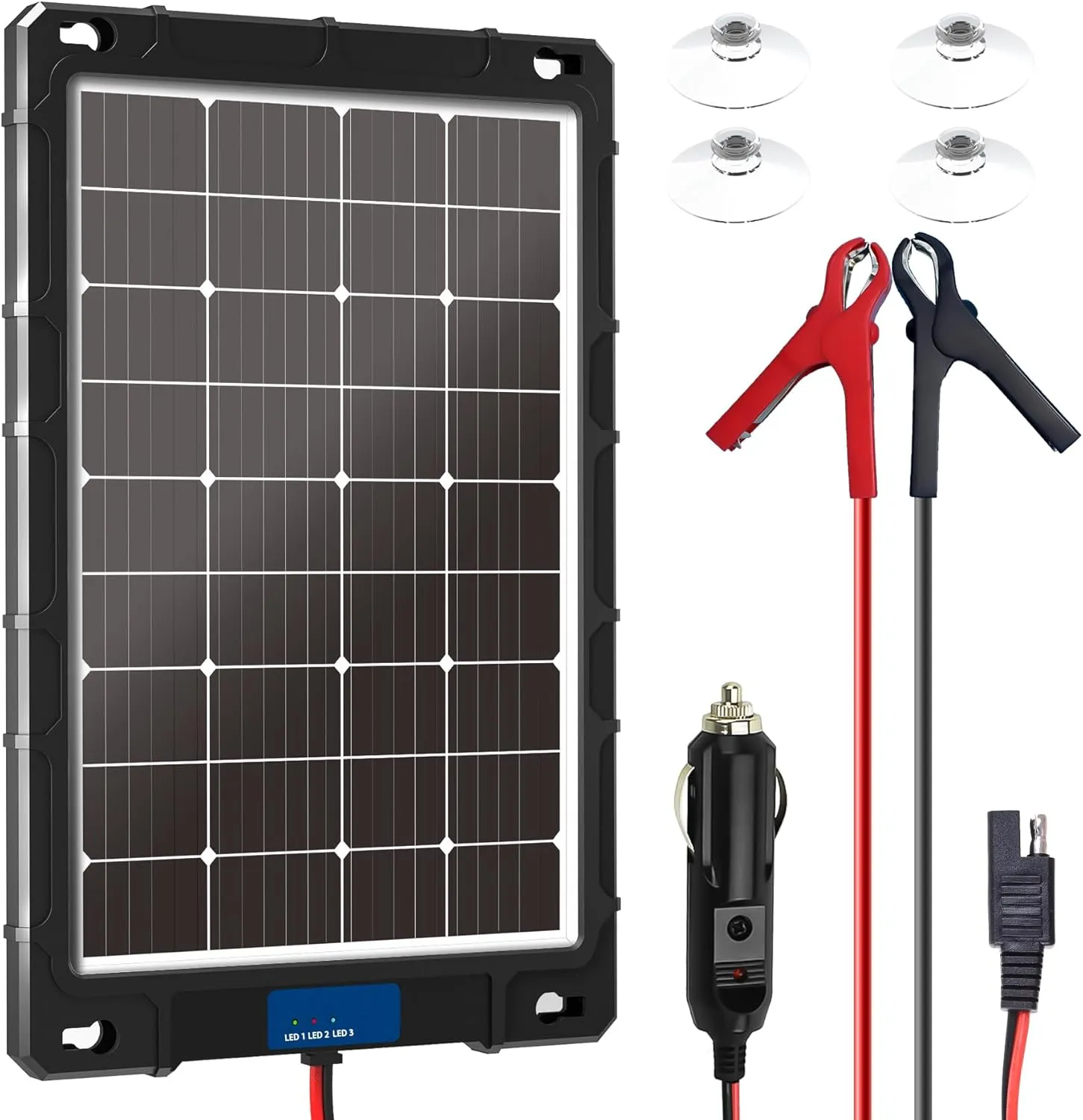 12V 7.5w Solar Battery Charger Pro - Built-in Intelligent MPPT Controller Waterproof for Car, Automotive Boat, and Marine RV Trailers - Solar Panel Trickle Charging Kit (SP-7.5W)