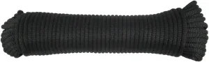 1/4 inch Black Dacron Polyester Rope - 100 Foot Hank | Solid Braid - Industrial Grade - High UV and Abrasion Resistance - Low Stretch