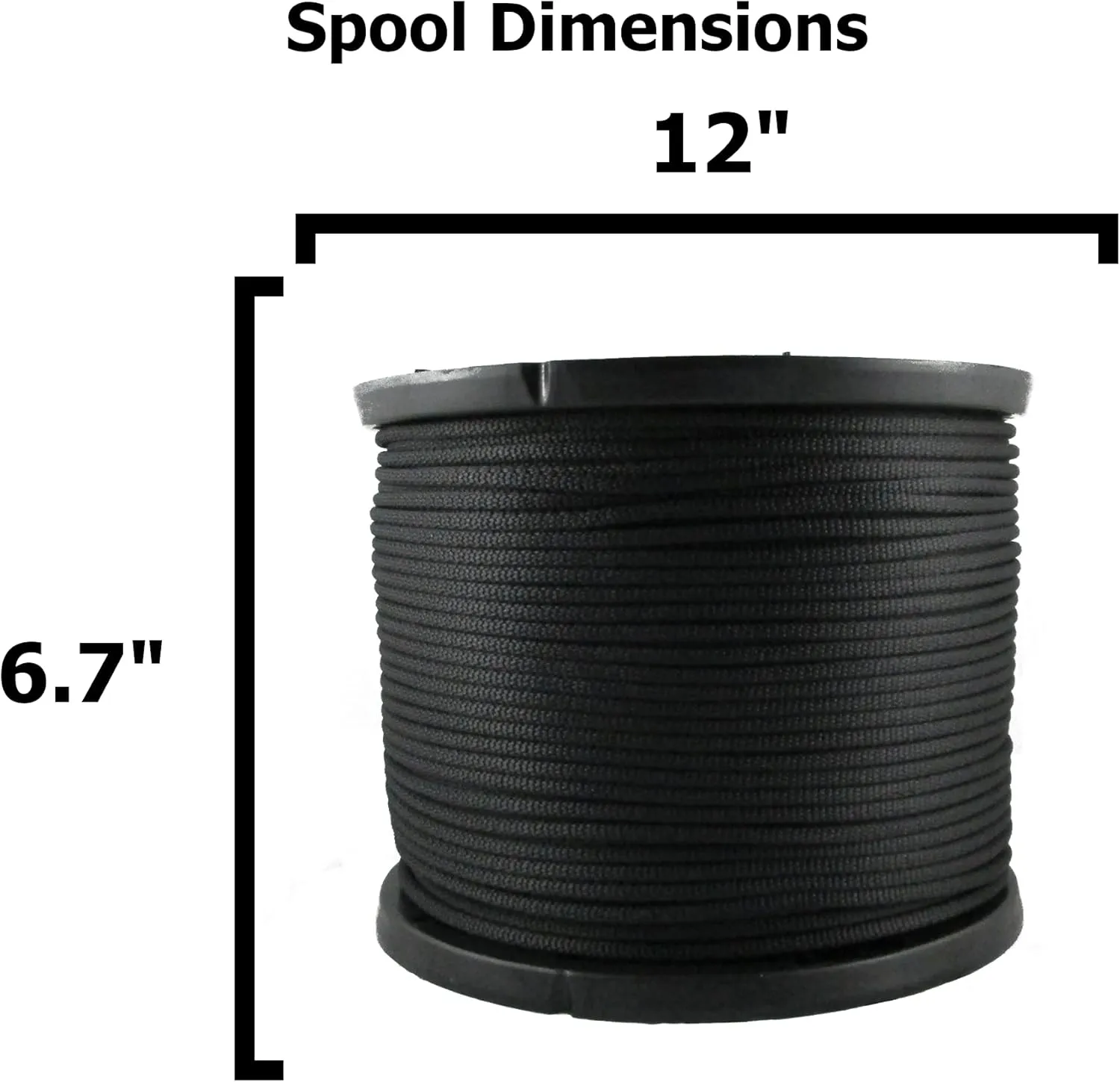 1/4 inch Black Dacron Polyester Rope - 500 Foot Spool | Industrial Grade - High UV and Abrasion Resistance - Low Stretch
