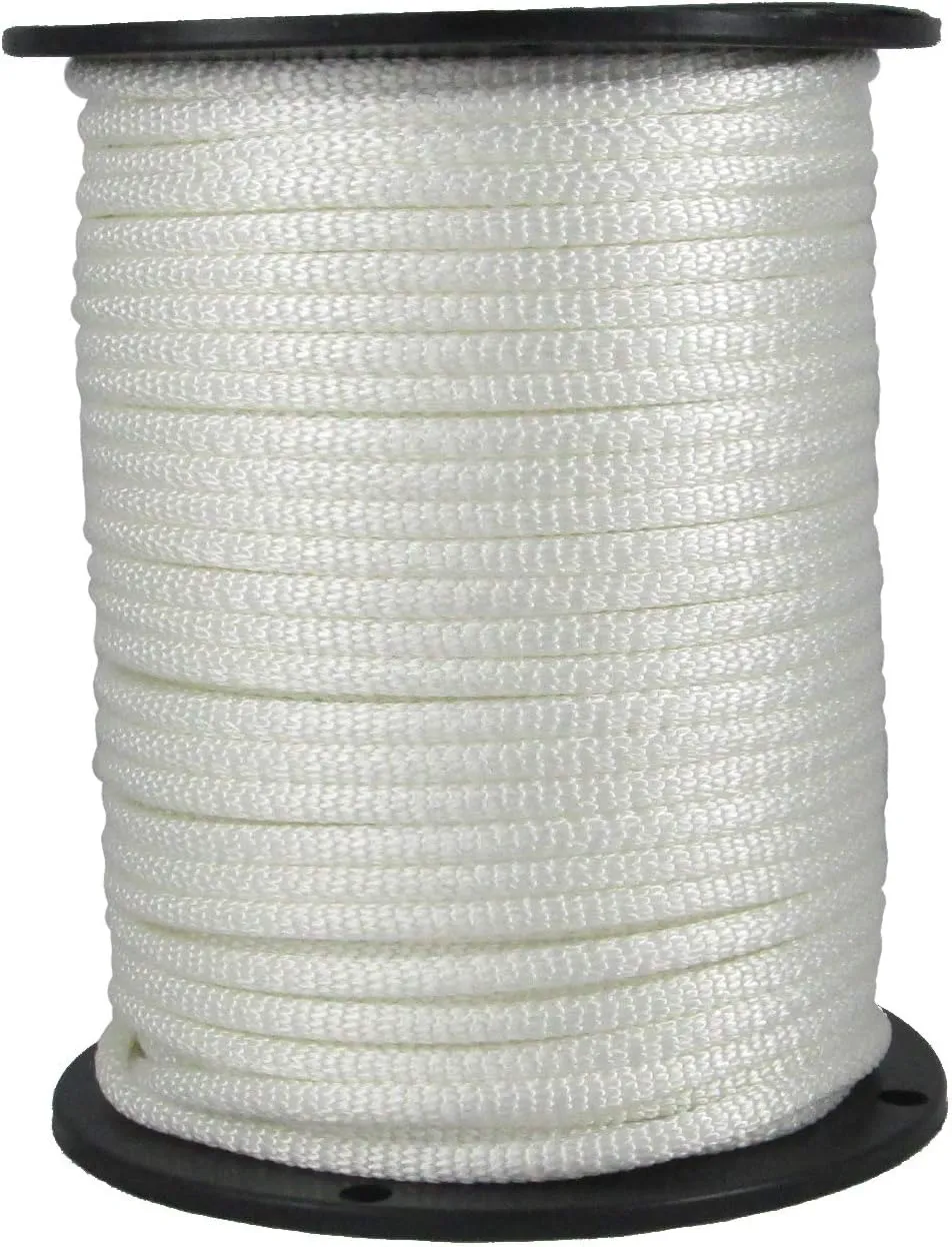 1/4 inch White Dacron Polyester Rope - 500 Foot Spool | Solid Braid - Industrial Grade - High UV and Abrasion Resistance - Low Stretch