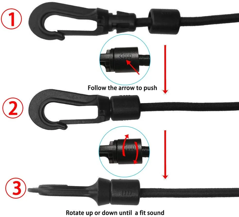 1/4" X 50' Elastic Bungee Shock Cord Kayak Stretch String Rope with Bungee Shock Cord Hook Suitable for Boat Camping Accessories, Exercise, Fitness and Outdoor Enthusiasts (50 Feet Rope   20 Hooks)