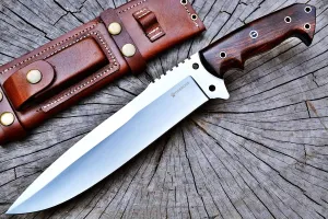 15-Inch Tactical Survival Bowie Knife, Full Tang Fixed Blade Knife, Hunting Knife with Scout Horizontal Carry Leather Sheath for Camping, Outdoor, Hunting, Bushcraft Knives for Men (ARMAGEDDON)