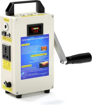 150W Hand Crank Generator, Portable Power Station w/Folding Handle, Aluminum Alloy Small Inverter Generator Rechargeable for Home Camping Outdoor Smartphone Charger