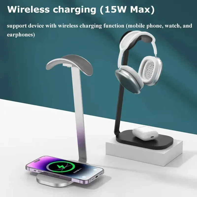 15W Wireless Charger 3-in-1 Stand for AirPods Max/Pro & PS5 Headset