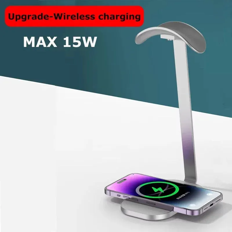 15W Wireless Charger 3-in-1 Stand for AirPods Max/Pro & PS5 Headset