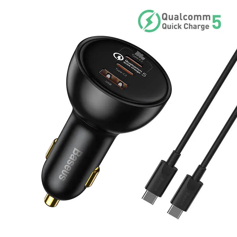 160W Car Charger with QC 5.0 Quick Charge - Dual USB Type C