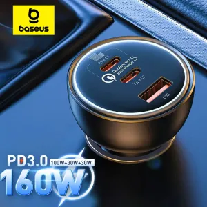 160W Car Charger with QC 5.0 Quick Charge - Dual USB Type C