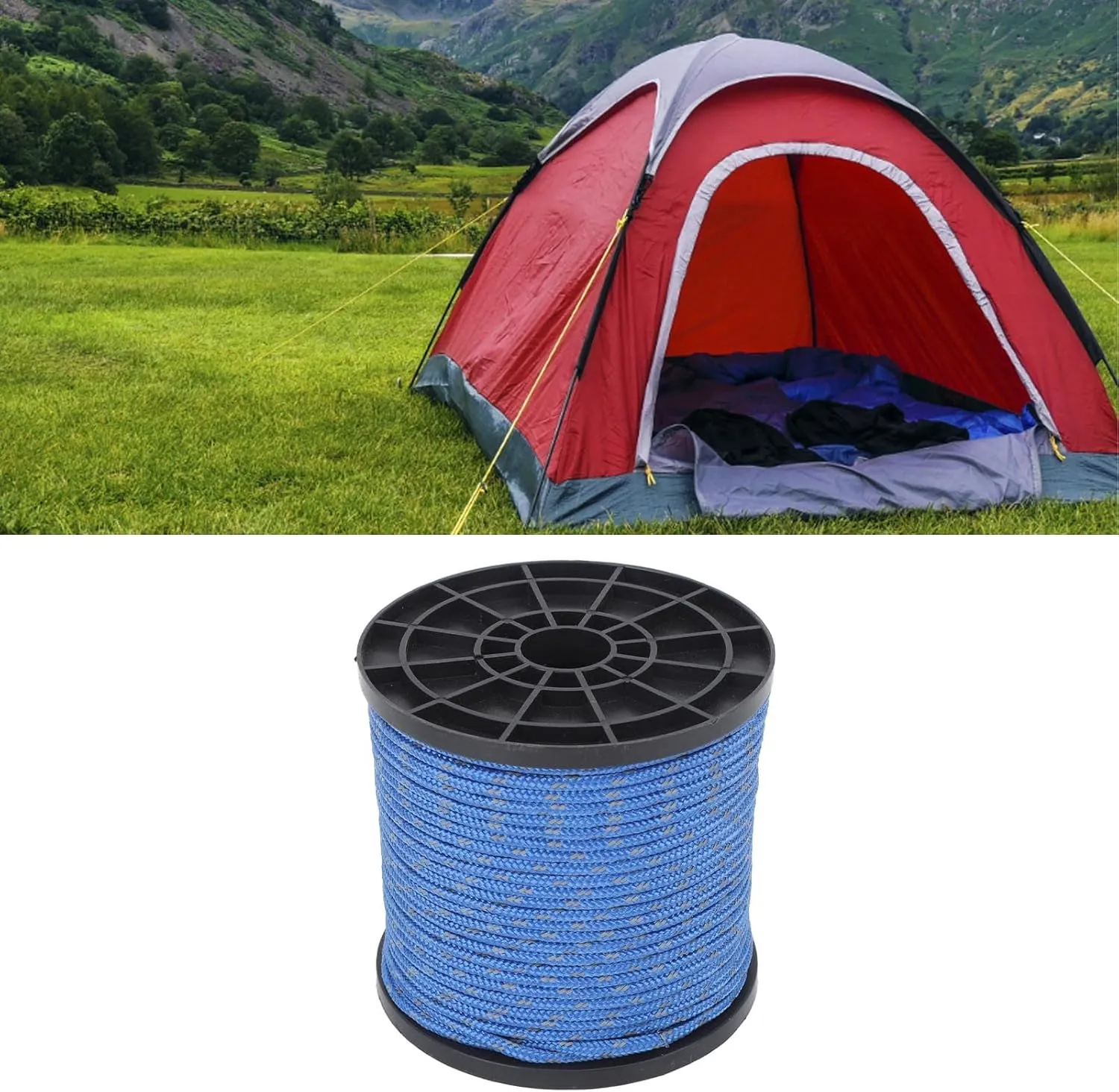 164ft 4mm Reflective Parachute Cord Rope Camping Parachute Cord Reflective Utility Camping Rope Polyester Parachute Cord Rope for Outdoor Activities (Blue)