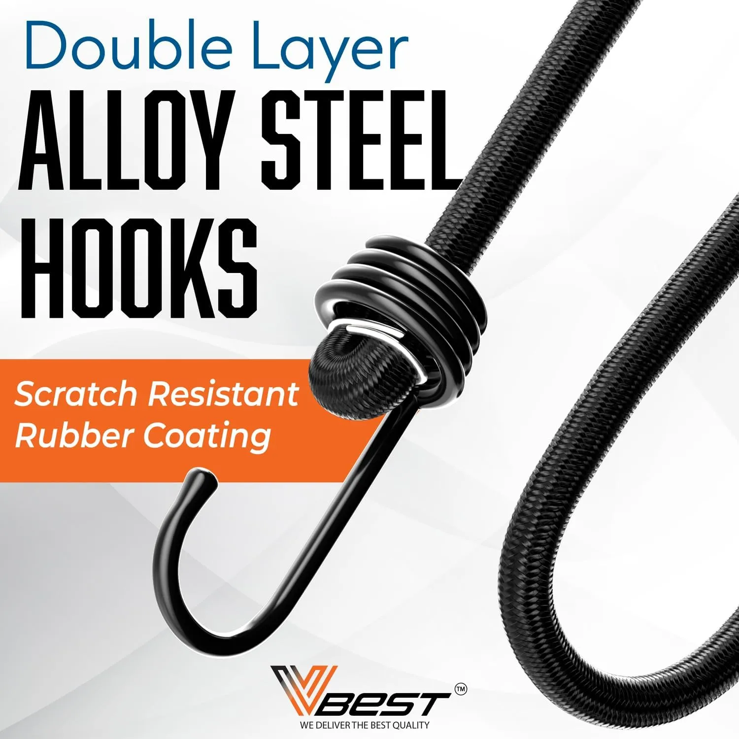 18 Inch Bungee Cords with Hooks - Heavy Duty Outdoor Black Bungee Cords with Hooks - 6 Pack Small Bungie Cord Set - Strong Bungy Cords