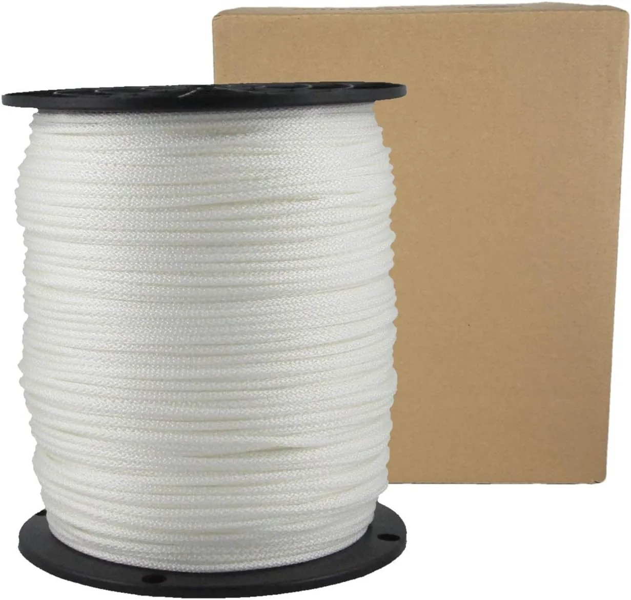 1/8 inch White Dacron Polyester Rope - 1000 Foot Spool | Solid Braid - Industrial Grade - High UV and Abrasion Resistance - Low Stretch