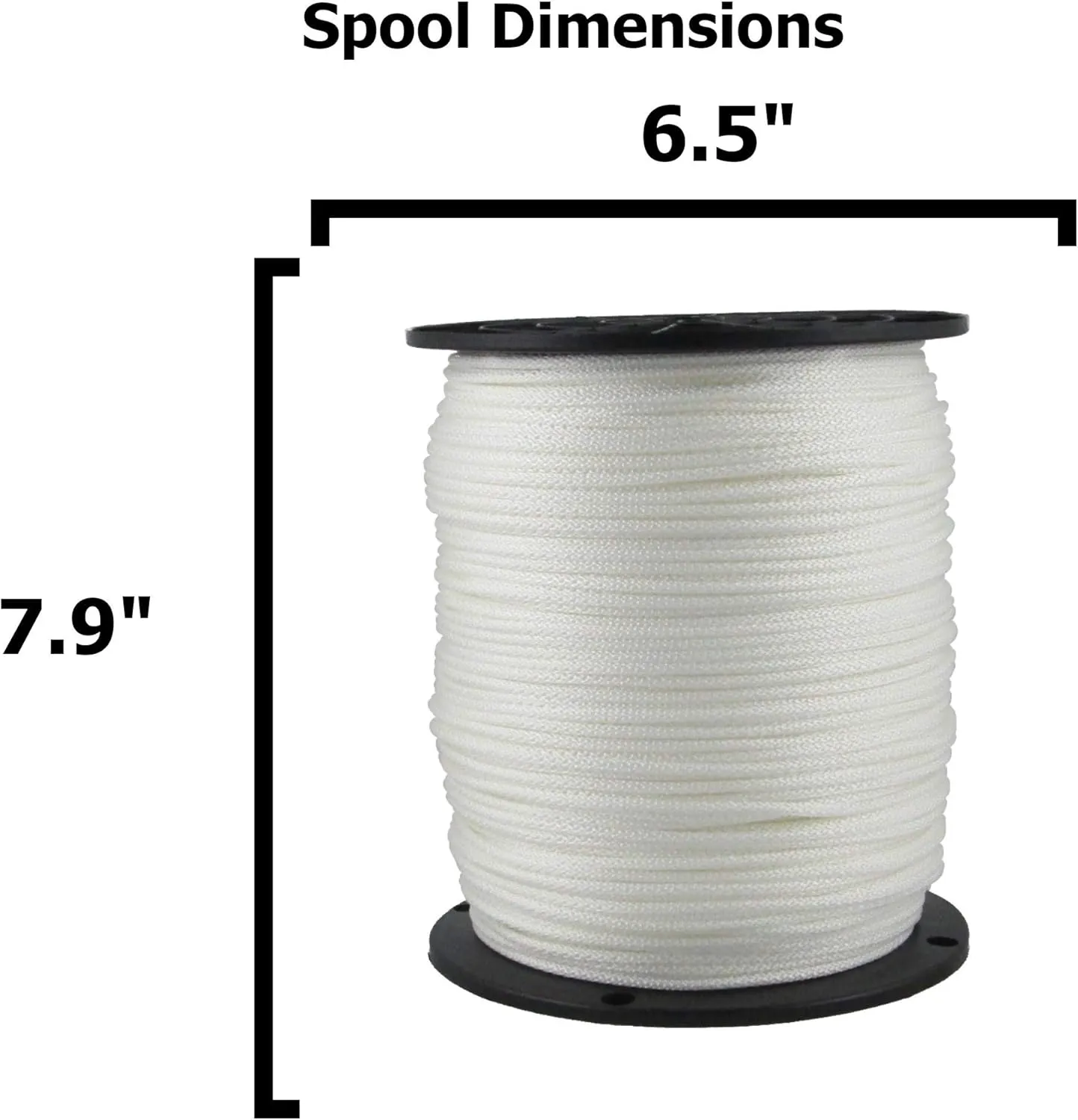 1/8 inch White Dacron Polyester Rope - 1000 Foot Spool | Solid Braid - Industrial Grade - High UV and Abrasion Resistance - Low Stretch