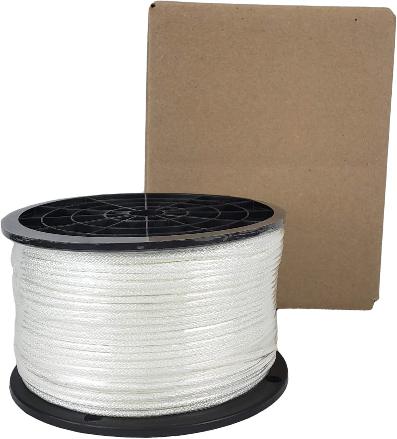 1/8 inch White Dacron Polyester Rope - 500 Foot Spool | Solid Braid - Industrial Grade - High UV and Abrasion Resistance - Low Stretch