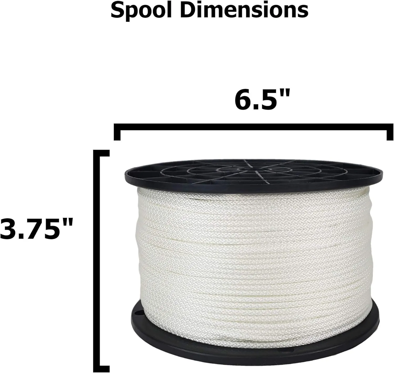 1/8 inch White Dacron Polyester Rope - 500 Foot Spool | Solid Braid - Industrial Grade - High UV and Abrasion Resistance - Low Stretch