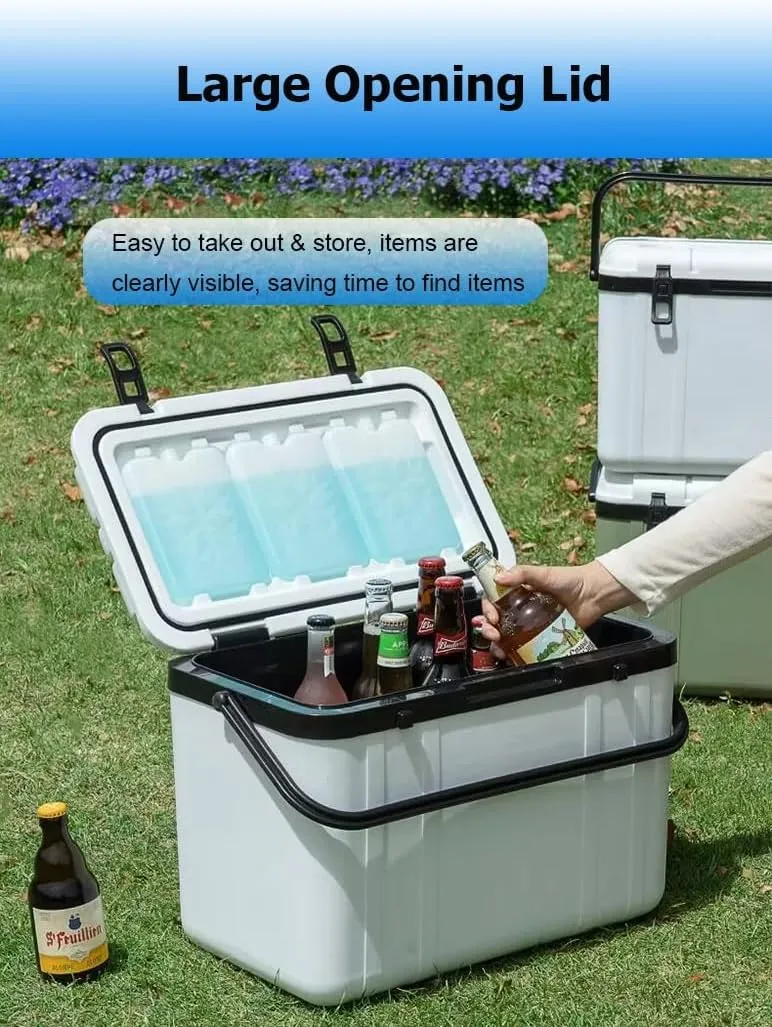18/32 Quarts Triple-Layered Drybox Cooler and Small Hard Shell Lunchbox, Insulated Cooler with Handle Ice Pail for Camping