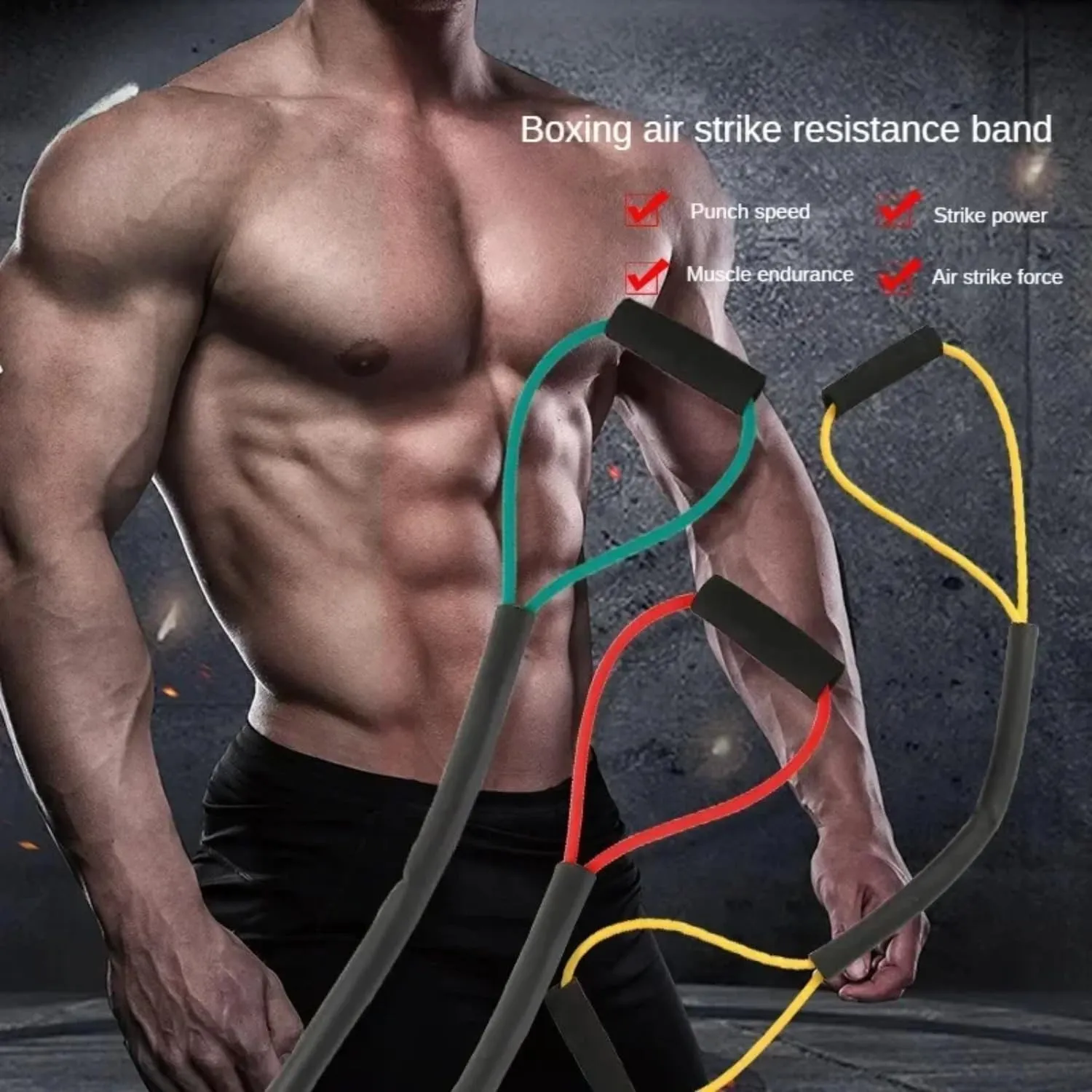 1PC Boxing Training Resistance Band Muay Thai Punching Speed Training 8-Figure Puller Elastic Rope Fighting Fitness Equipment