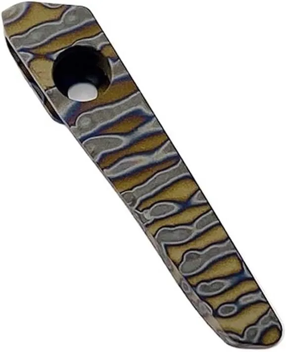 1PC Deep Carry Pocket Clip Fits for Strider SNG SMF, Handmade CNC Striped Burnt Titanium Back Clip DIY Replacement