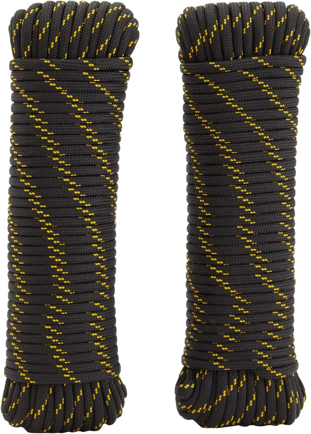 2 Pack 1/4 Inch x 100 Ft Braided Nylon Rope for Knot Tying Practice, Camping, Boats, Trailer Tie Down, Pinata