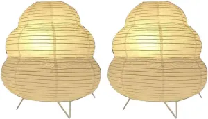 2 Pack Bedside Table Lamp Paper and Chrome Standing Lamp Room Decoration Festival Lantern Light Nightstand Desk Lamp Bedroom Dresser Living Kids Room College Dorm Coffee