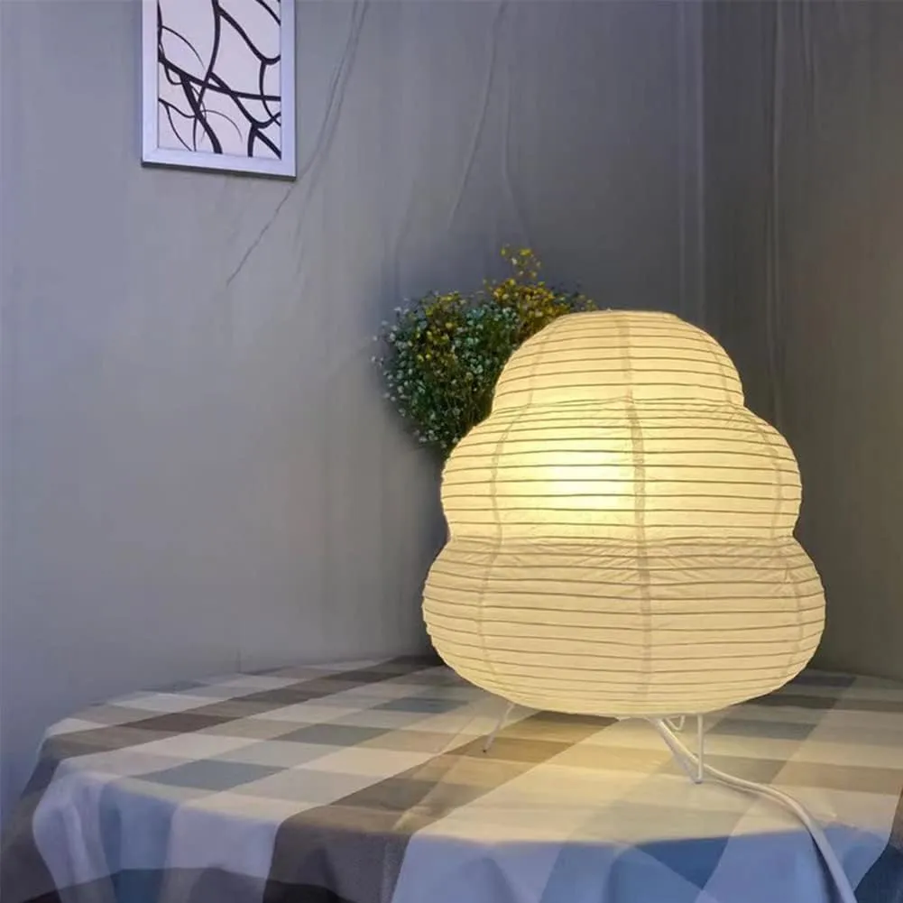 2 Pack Bedside Table Lamp Paper and Chrome Standing Lamp Room Decoration Festival Lantern Light Nightstand Desk Lamp Bedroom Dresser Living Kids Room College Dorm Coffee