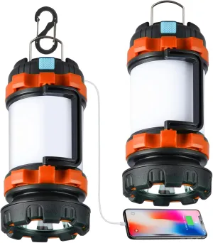2 Pack Camping Lantern, Outdoor LED Camping Light, Rechargeable Flashlights with 1000LM, 6 Modes, 4000mAh Power Bank, IPX5 Waterproof Portable Emergency Camp Light for Hurricane Survival - Orange