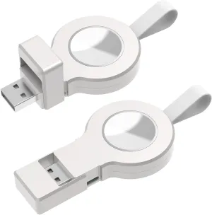 2 Pack Wireless Chargers Compatible for Apple Watch Portable USB Magnetic iWatch Charger,Travel Cordless Charger Fast Charging for Apple Watch Series 6/5/4/3/2/1/SE 44mm 42mm 40mm 38mm(White)