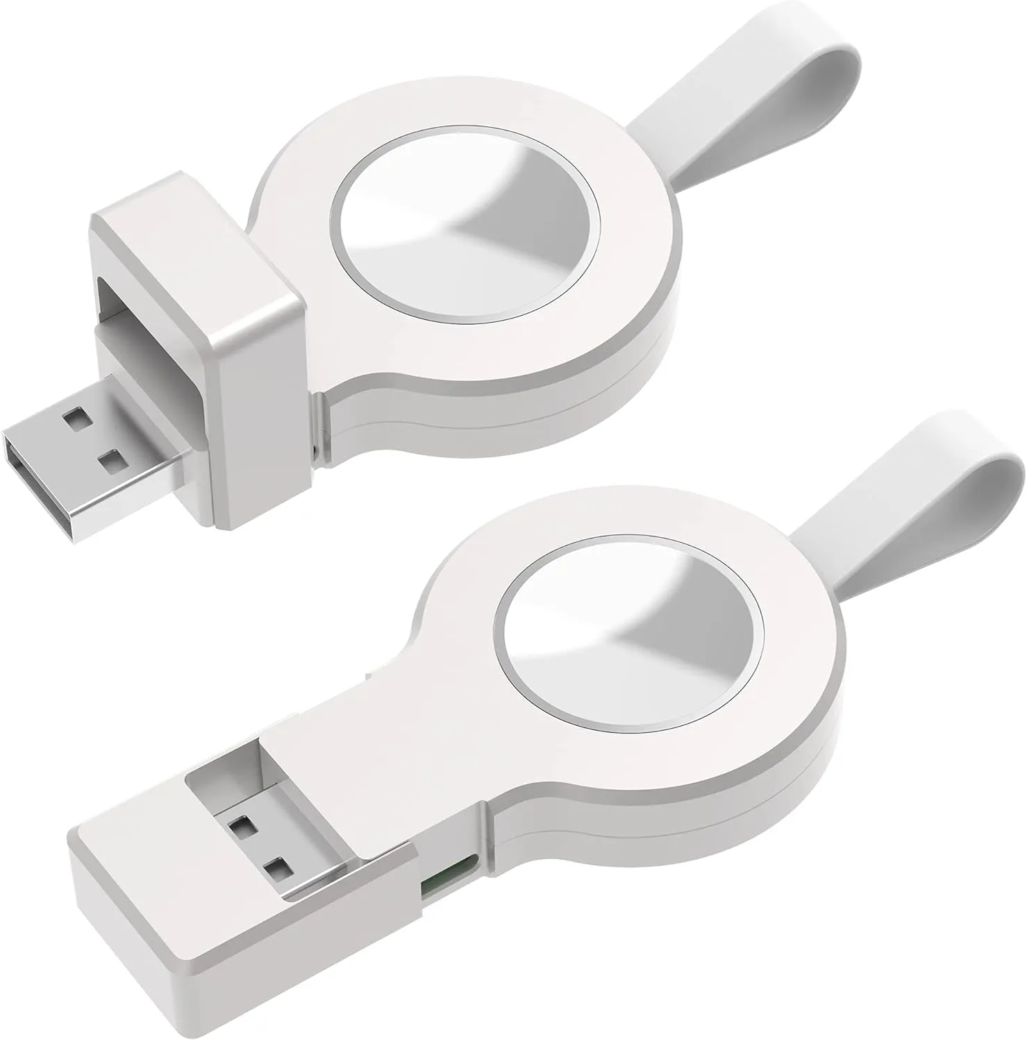 2 Pack Wireless Chargers Compatible for Apple Watch Portable USB Magnetic iWatch Charger,Travel Cordless Charger Fast Charging for Apple Watch Series 6/5/4/3/2/1/SE 44mm 42mm 40mm 38mm(White)