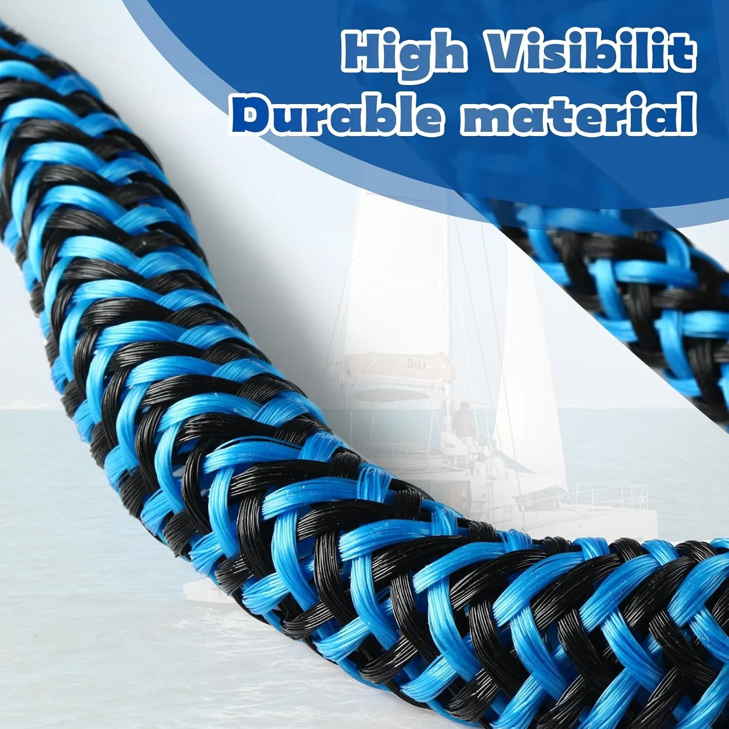 2 Pcs Boat Bungee Dock Lines, 4 Feet Mooring Rope for Docking Stretches to 6 Feet, Mooring Line Boat Accessories Docking Ropes PWC Dock Ties for Boats (Blue and Black)