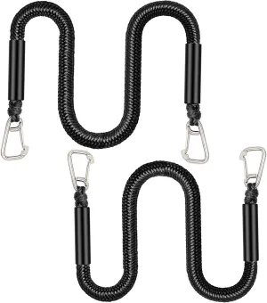 2 Pcs Boat Bungee Dock Lines, 4 Feet Mooring Rope for Docking Stretches to 6 Feet, Mooring Line Boat Accessories Docking Ropes PWC Dock Ties for Boats with 2 Hooks (Black)