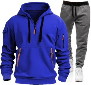 2 Piece Tracksuit Set for Men Athletic Hoodie Jogging Sweatsuits Gym Sports Long Sleeve Pullover Fitness Sweatpants