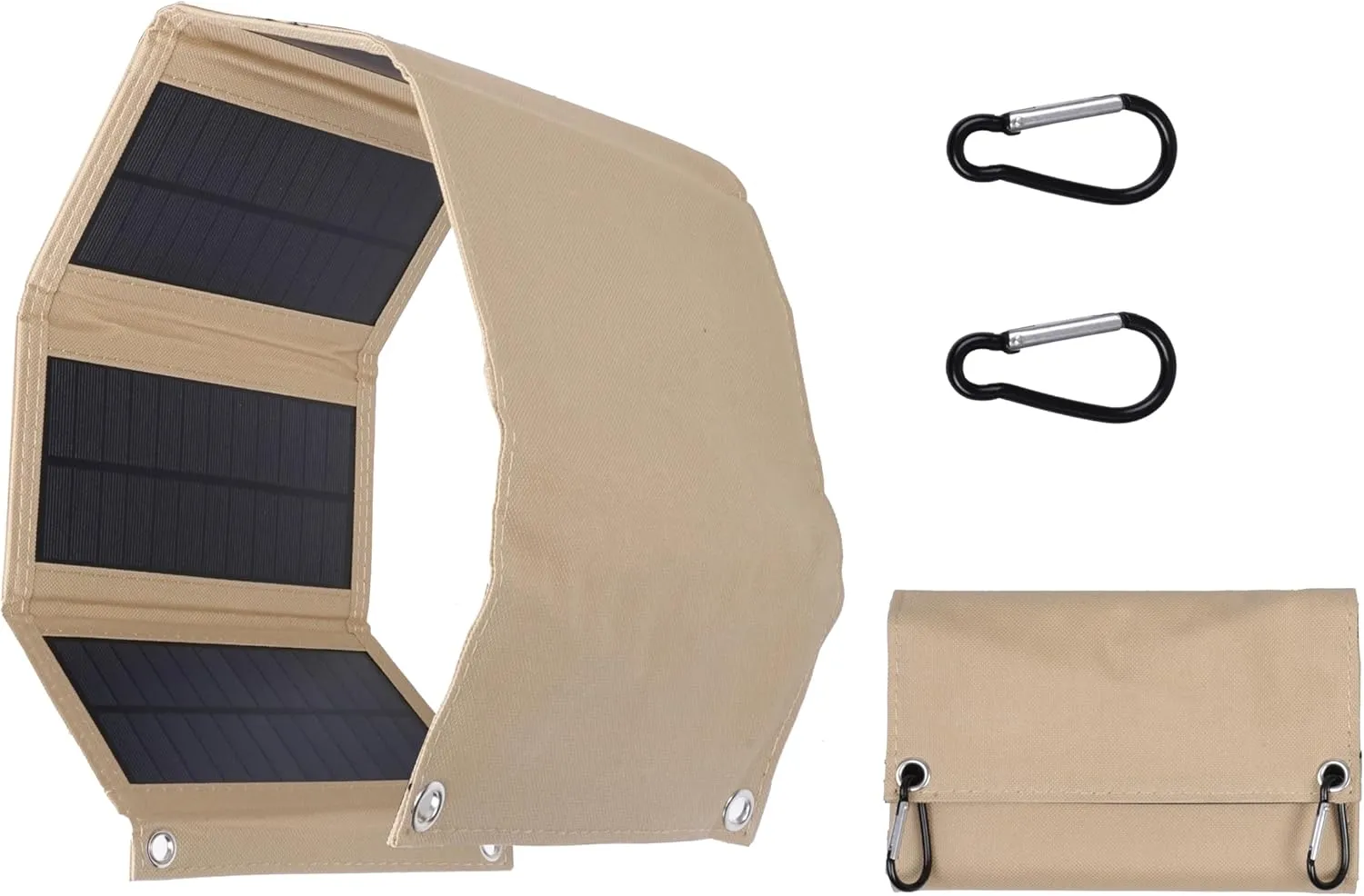 2 USB Ports 10W Solar Charger(5.2V/1.5A,IP65 Wareproof Portable SunPower Solar Panel for Camping, Compatible with Smartphones, Pads and Powerbank (Khaki)