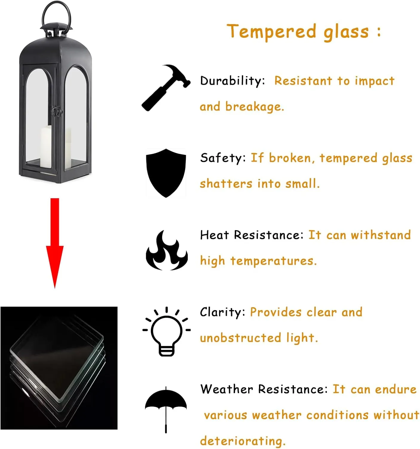 20 Inches Metal and Stainless Steel Glass Decorative Lantern with Electronic Wax Effect - Indoor/Outdoor Decorative Lighting, Handcrafted Aesthetic, Perfect for Home, Parties, and Holiday Decor