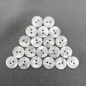 20 Pieces Genuine White Mother of Pearl Buttons for Shirts Dresses Polo DIY Craft (Diameter 11.5MM) MOP 2 Holes Buttons