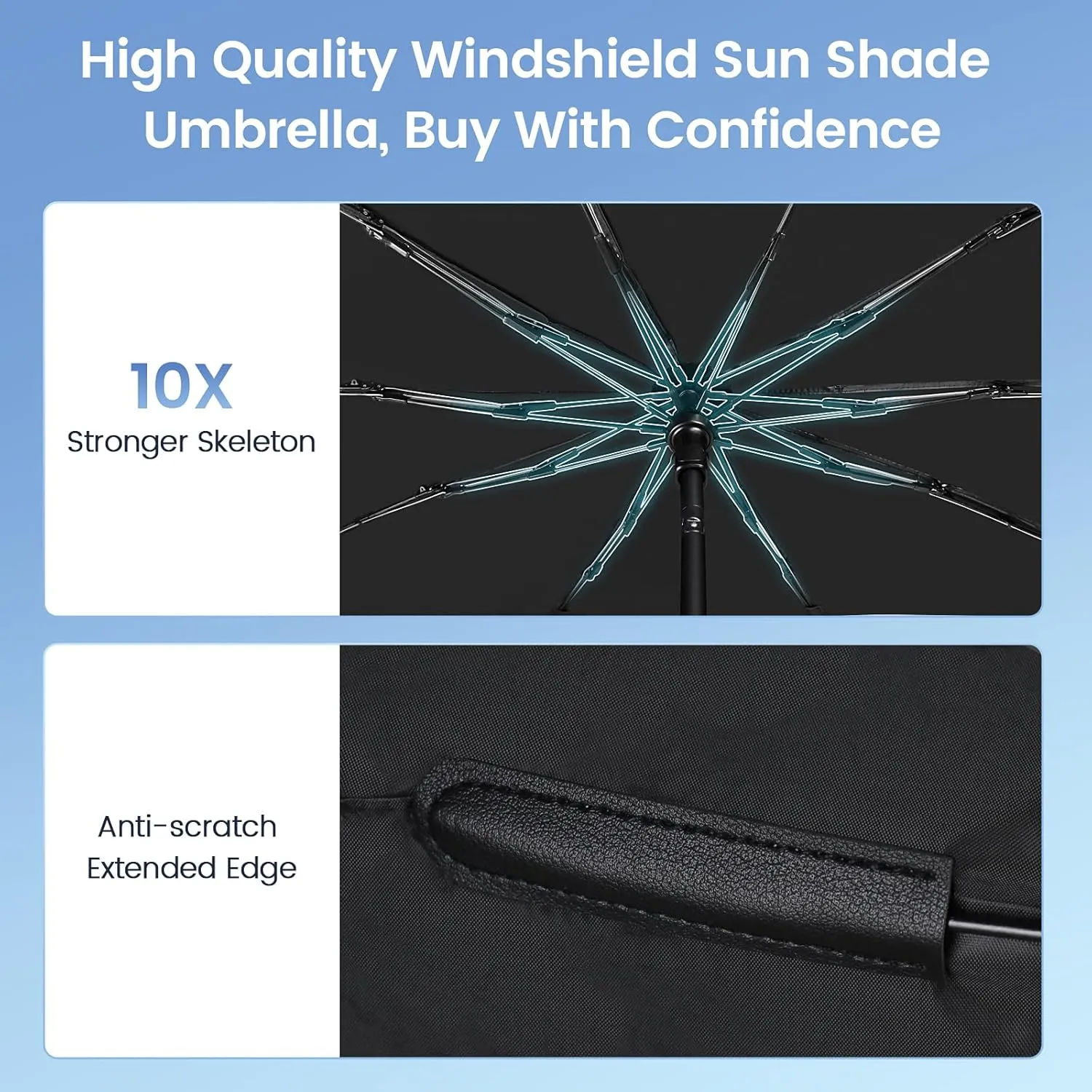 [2025 Upgrade] Rilsen Windshield Sun Shade Umbrella for Nissan Murano 2015-2024 2025 Front Car Window Shades Double Thickened Foldable Sunshades Keep Cool and Protect Interior