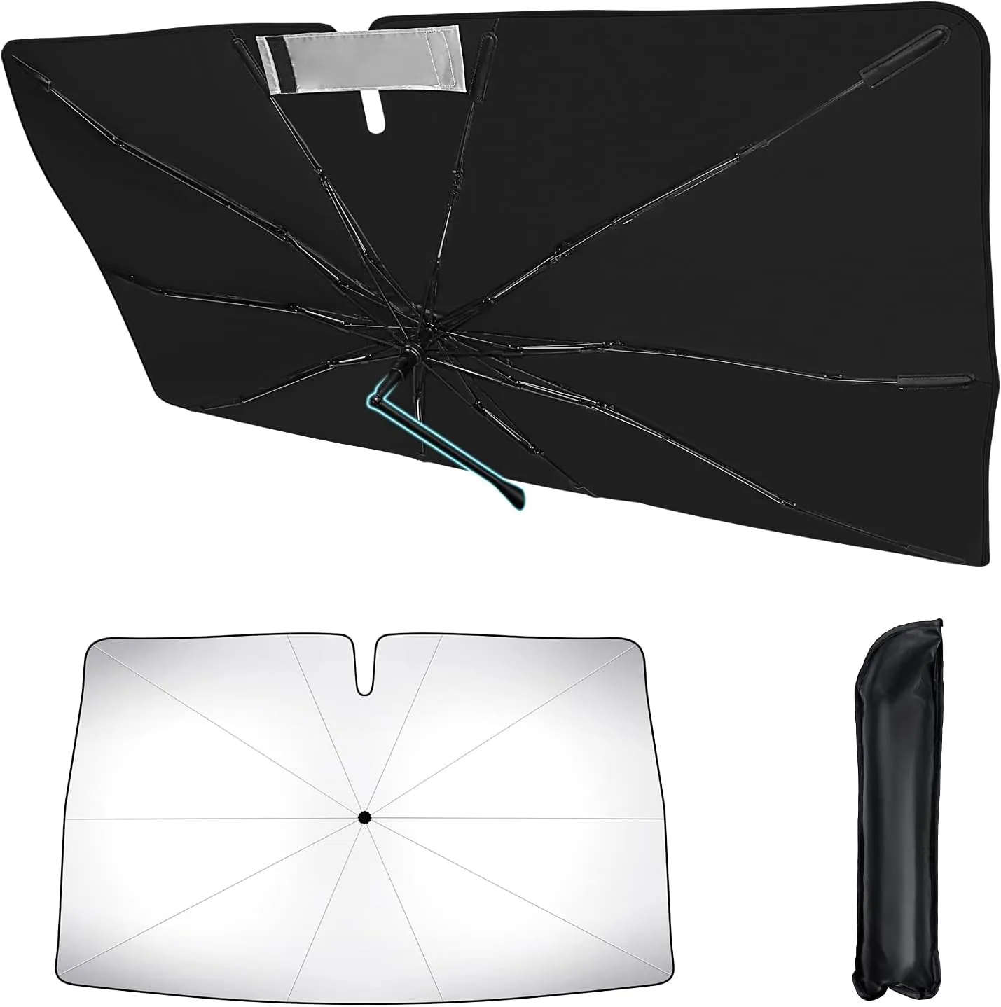 [2025 Upgrade] Rilsen Windshield Sun Shade Umbrella for Nissan Murano 2015-2024 2025 Front Car Window Shades Double Thickened Foldable Sunshades Keep Cool and Protect Interior