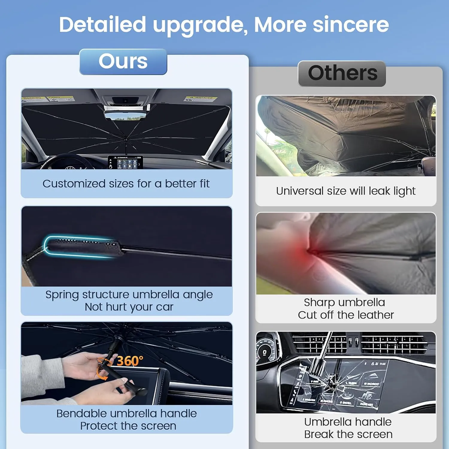 [2025 Upgrade] Rilsen Windshield Sun Shade Umbrella for Nissan Murano 2015-2024 2025 Front Car Window Shades Double Thickened Foldable Sunshades Keep Cool and Protect Interior