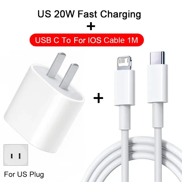 20W Fast Charger For Apple iPhone 13 12 11 14 Pro Max Plus with Charger Cable