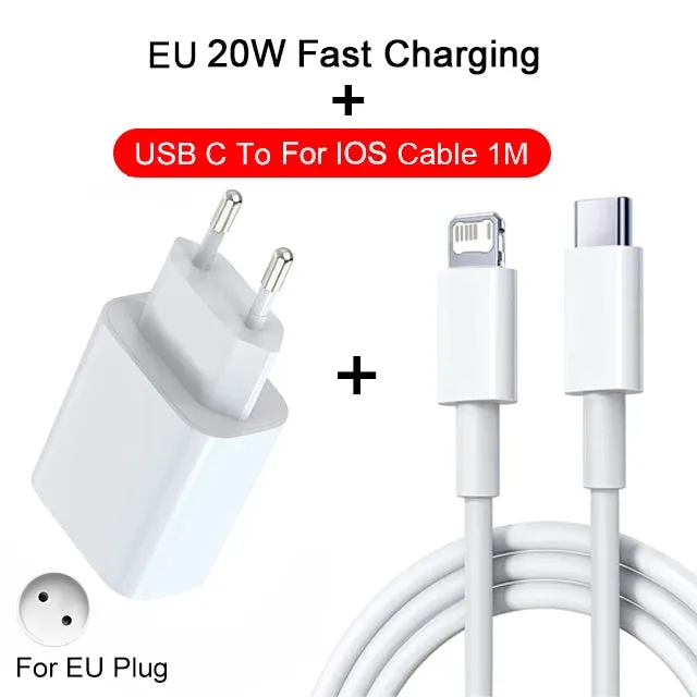 20W Fast Charger For Apple iPhone 13 12 11 14 Pro Max Plus with Charger Cable