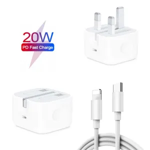 20W PD Fast Charge Power Adapter   Cable Bundle for iPhone