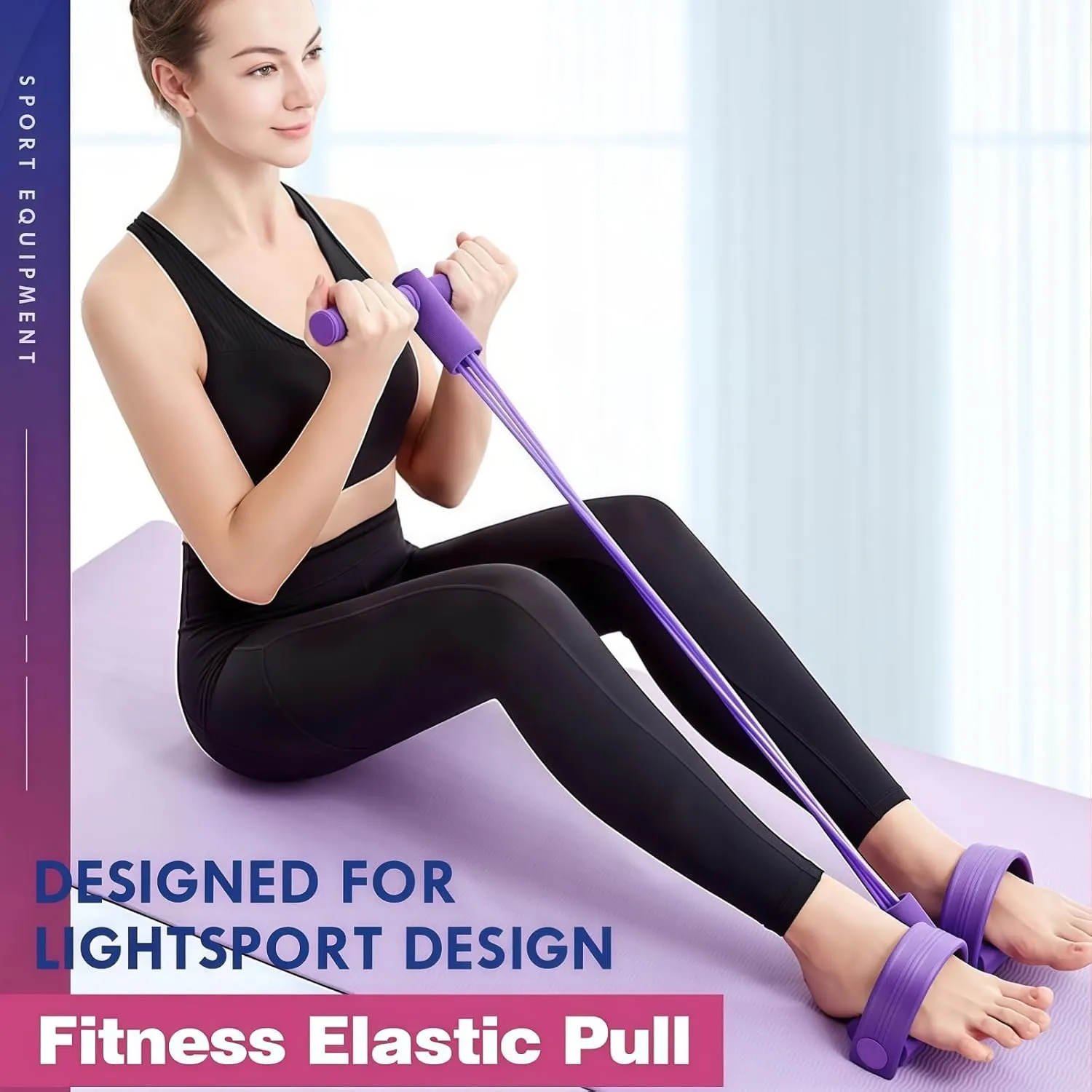 21 Fitness Resistance Bands-4 Tube Pedal Ankle Puller, 2025 Upgrade Multifunction Tension Rope, for Abdomen/Waist/Arm/Leg Stretching Slimming Training